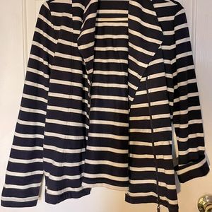 TALBOTS Navy Blue and White Cotton Coat